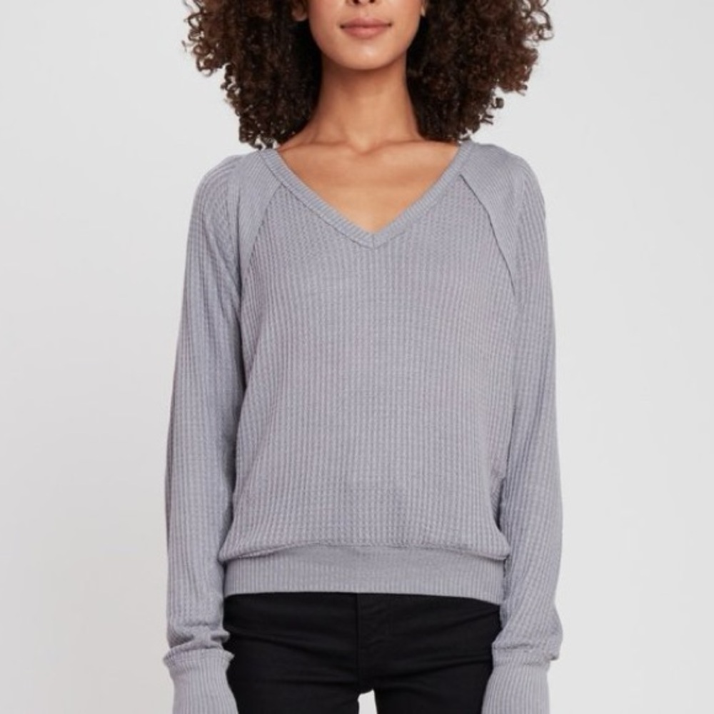 Free People We the Free Santa Clara V Neck Thermal Top Grey Size XS